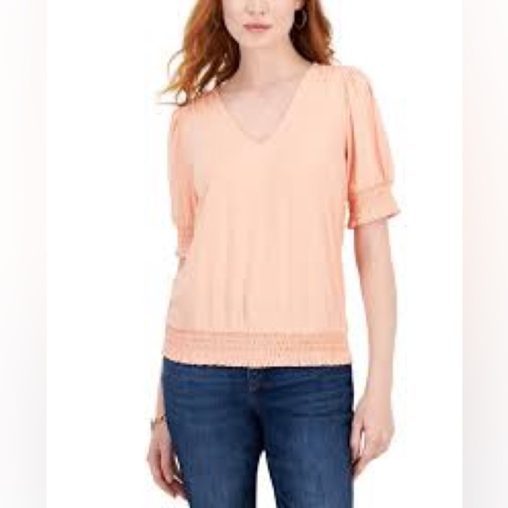 INC international concepts Peach V-Neck Women's Top in size xs